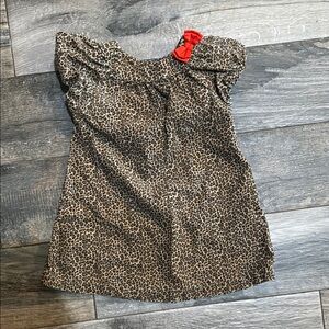 Leopard Print Dress with Red Bow Accent